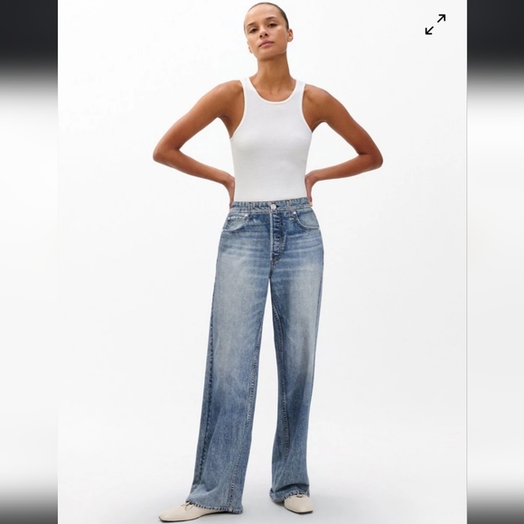 rag & bone Light Blue Wide Leg Sweatpant Jeans - Picture 3 of 9